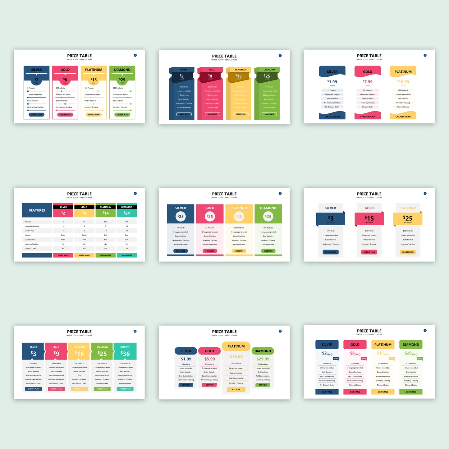 Price Table Slides